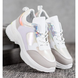SHELOVET Tênis confortáveis ​​na plataforma branco multicolorido 1