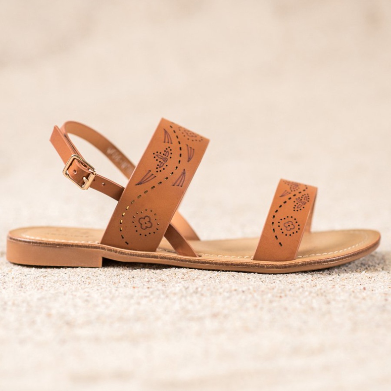 Small Swan Sandálias com padrão perfurado castanho 2 Small Swan Sandálias com padrão perfurado castanho 2