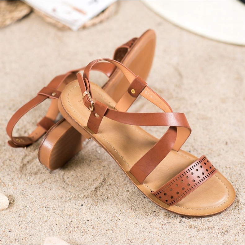 Small Swan Sandálias marrons com couro ecológico marrom 1