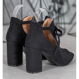 Botas VINCEZA de ponta aberta amarrada preto 1