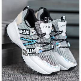 Bona Tênis de malha de amor branco preto 1