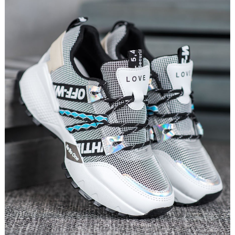 Bona Tênis de malha de amor branco preto 1