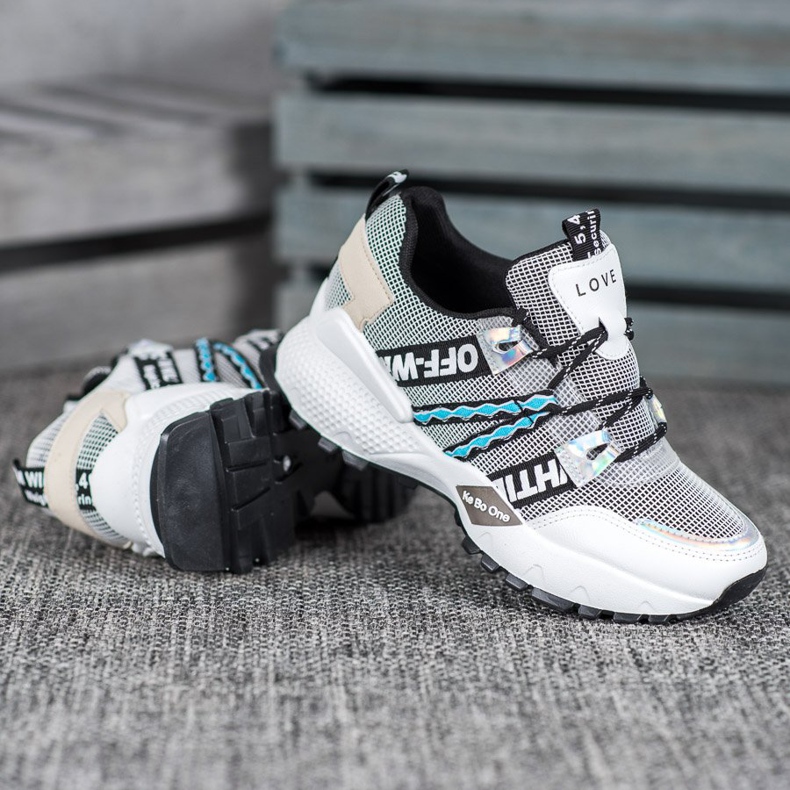 Bona Tênis de malha de amor branco preto 2