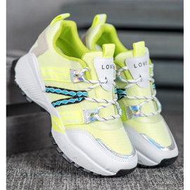 Bona Tênis de malha de amor branco multicolorido verde 1