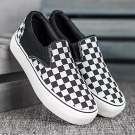 SHELOVET Slipons preto e branco na plataforma 1
