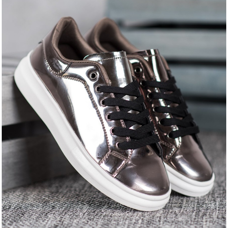 Bona Sapatos brilhantes na plataforma castanho multicolorido 1