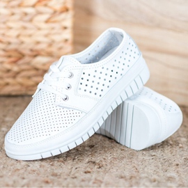 Kylie Brogues de couro na plataforma branco 2