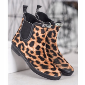 Kylie Wellies de camurça com estampa de leopardo castanho preto 1