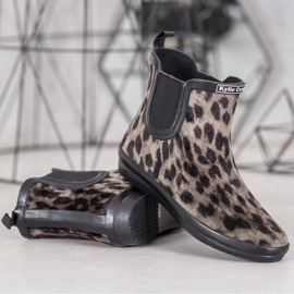 Kylie Wellies de camurça com estampa de leopardo bege preto 1