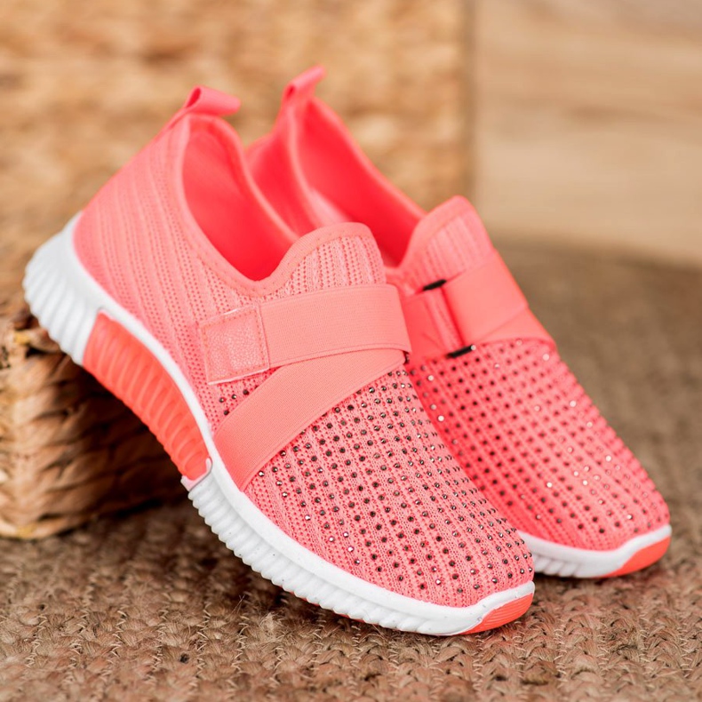 SHELOVET Slipons rosa com cristais multicolorido 1