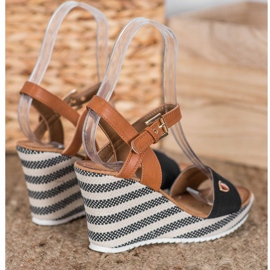 Goodin Sandálias de cunha elegantes marrom preto multicolorido 2