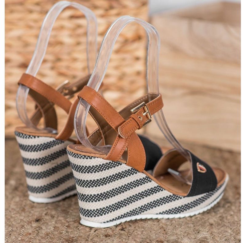 Goodin Sandálias de cunha elegantes castanho preto multicolorido 2