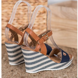 Goodin Sandálias de cunha elegantes marrom azul multicolorido 1