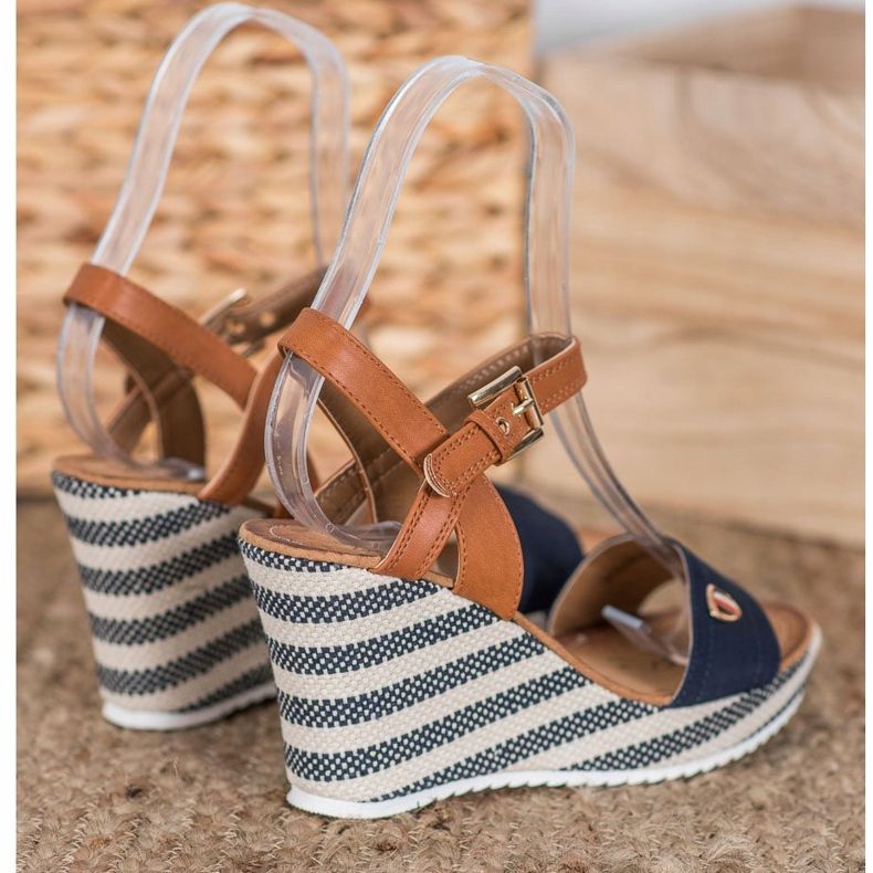 Goodin Sandálias de cunha elegantes castanho azul multicolorido 1