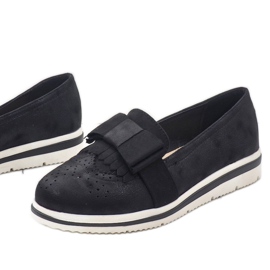 Sapatos pretos foscos na cunha YT-8 1