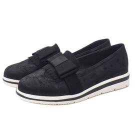 Sapatos pretos foscos na cunha YT-8 2