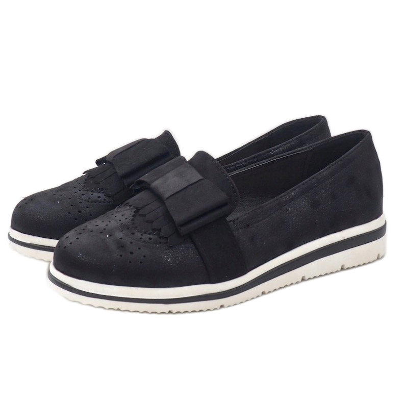 Sapatos pretos foscos na cunha YT-8 2