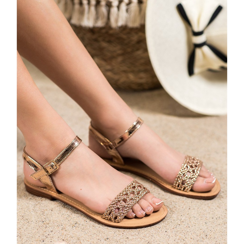 Small Swan Sandálias Trançadas Elegantes amarelo 2