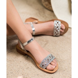 Small Swan Sandálias Trançadas Elegantes cinza 1