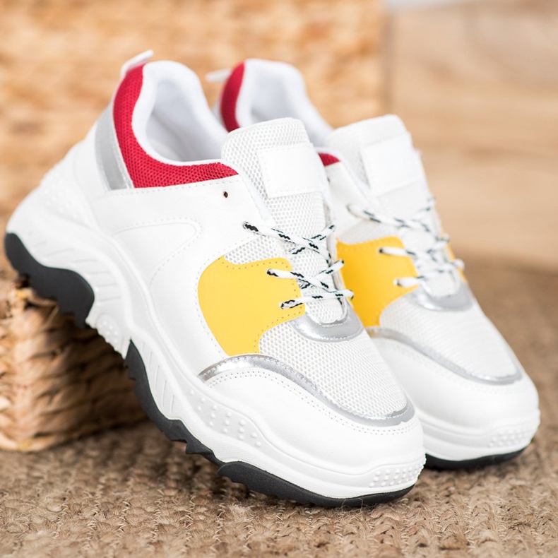 SHELOVET Tênis atados da moda branco 1