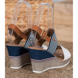 Goodin Sandálias de cunha branco azul 1
