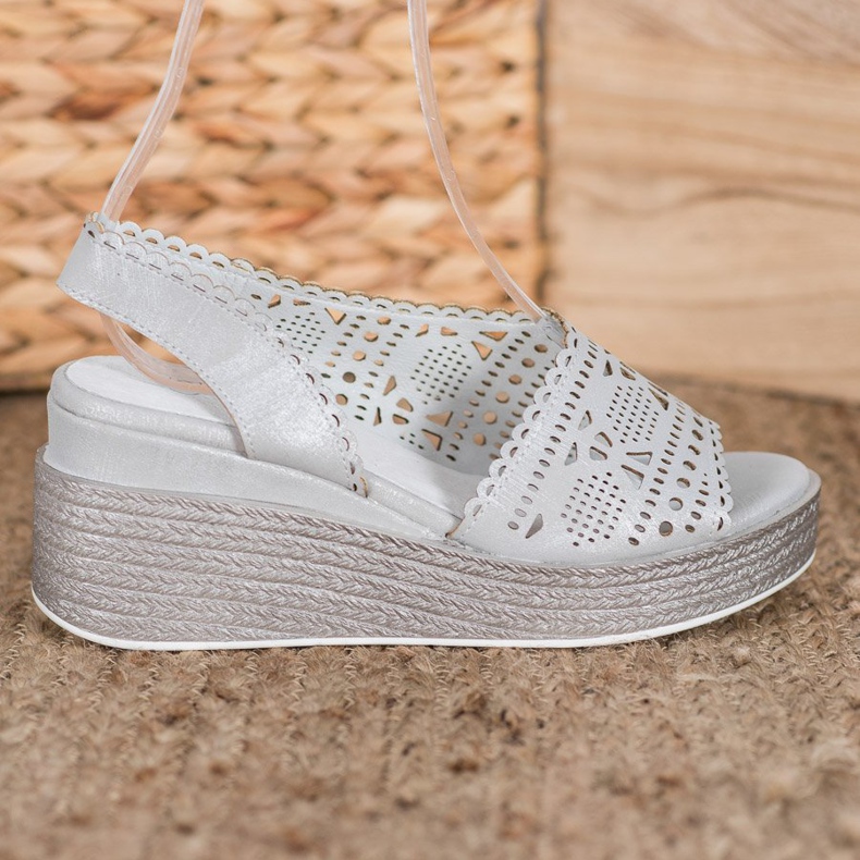 Goodin Sandálias de cunha com aberturas cinza 1