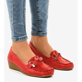 Sapatos de cunha vermelho fosco BO-303 1 Sapatos de cunha vermelho fosco BO-303 1