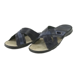 Chinelos Confortáveis ​​de Couro Naszbut 055 azul marinho azul 3