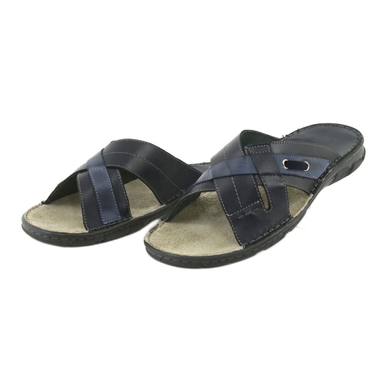 Chinelos Confortáveis ​​de Couro Naszbut 055 azul marinho azul 3