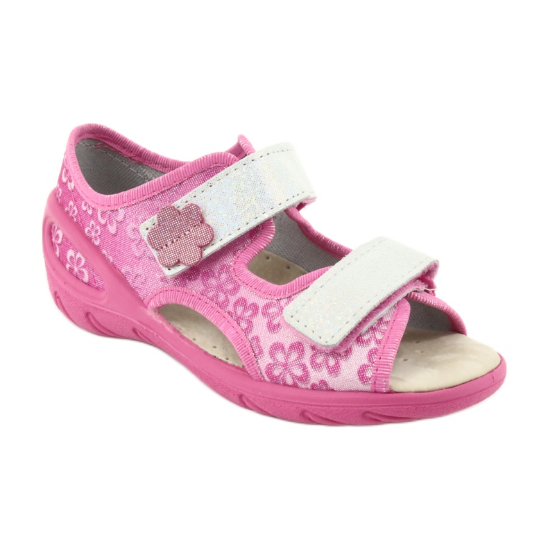 Sapatos infantis Befado pu 065X138 rosa cinza 2