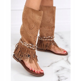 Chinelos Boho com haste de camelo NS130P castanho 1