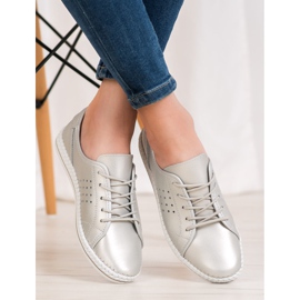 Kylie Sapatos de couro com atacadores cinza 1 Kylie Sapatos de couro com atacadores cinza 1