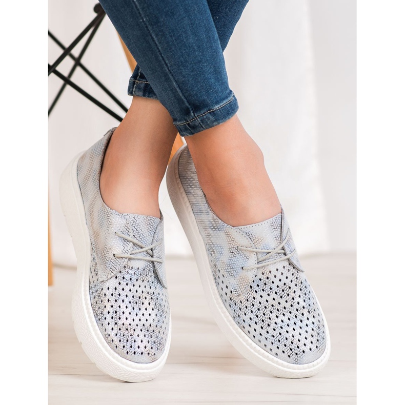 Goodin Sapatos de couro leves cinza 2