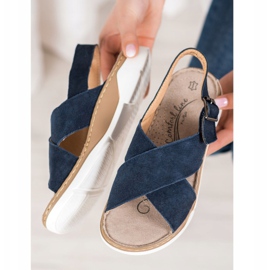 Filippo Sandálias de couro na plataforma azul 1