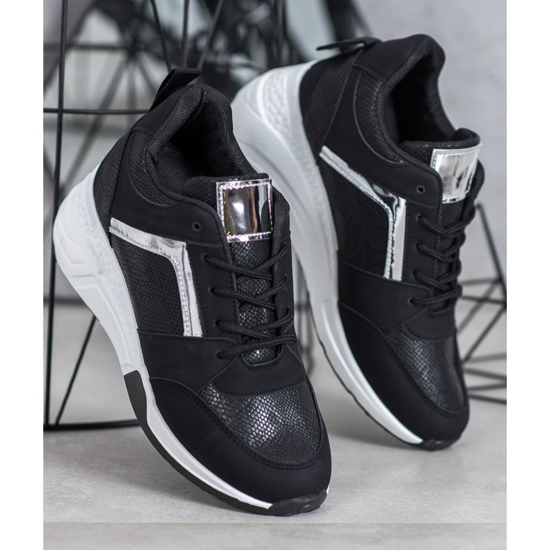 SHELOVET Tênis de cunha preto 1