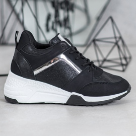 SHELOVET Tênis de cunha preto 2