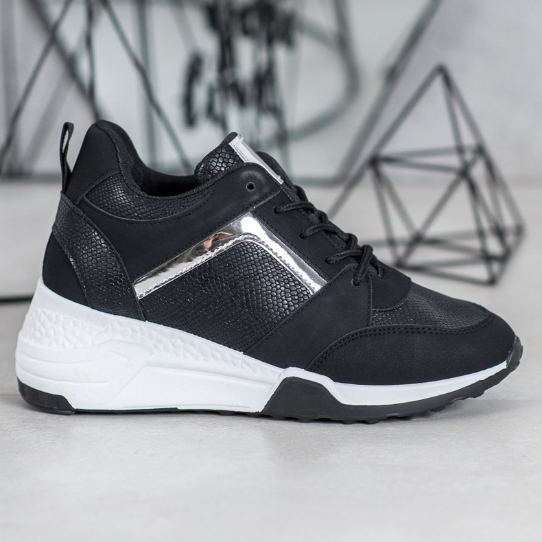 SHELOVET Tênis de cunha preto 2