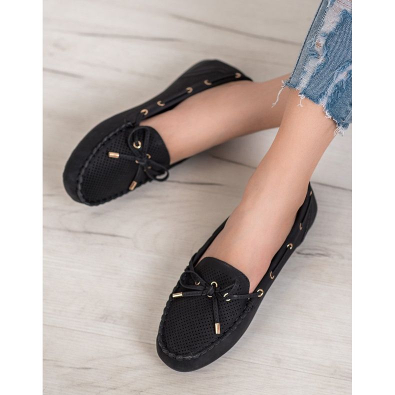 Diamantique Mocassins de couro ecológico preto 2