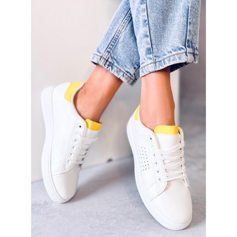 Tênis feminino branco e amarelo LV101P amarelo 2