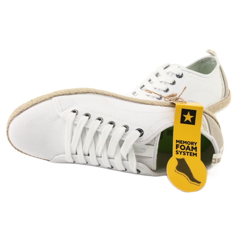 Alpercatas masculinas Big Star 174155 de renda branco castanho 1