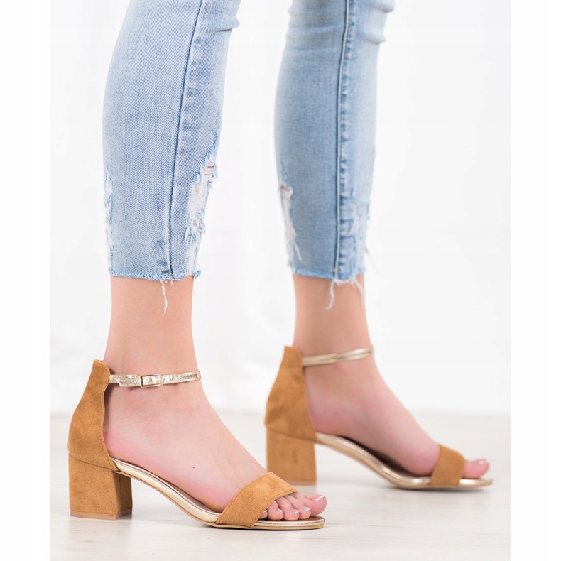 Seastar Sandálias com pulseira de ouro castanho 2