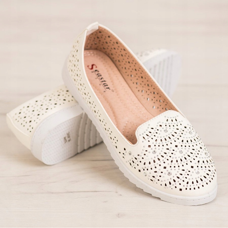 Seastar Senhores Openwork Com Cristais branco 1