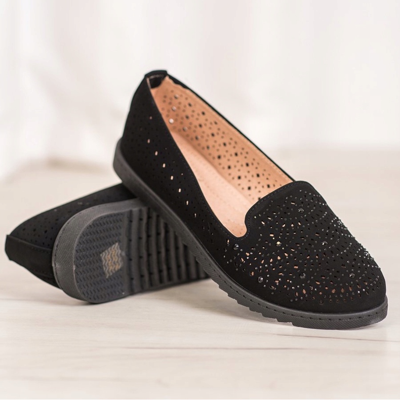 Seastar Senhores Openwork Com Cristais preto 1