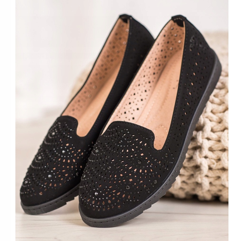 Seastar Senhores Openwork Com Cristais preto 2