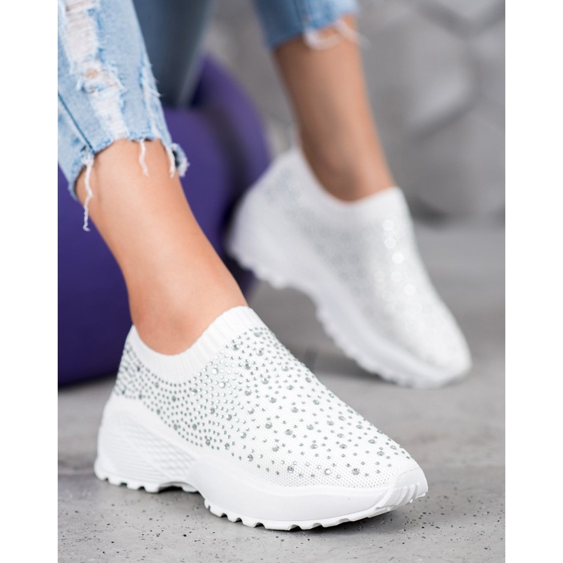 Diamantique Calçados esportivos com cristais branco 2