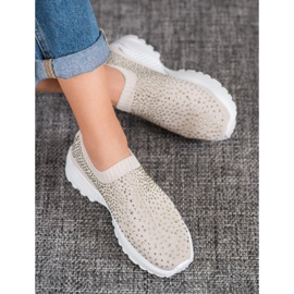 Diamantique Calçados esportivos com cristais castanho 1