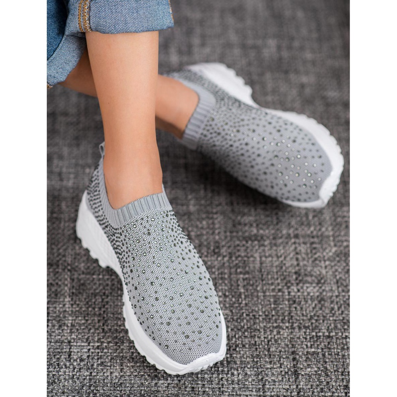 Diamantique Calçados esportivos com cristais cinza 2