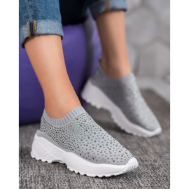 Diamantique Calçados esportivos com cristais cinza 1