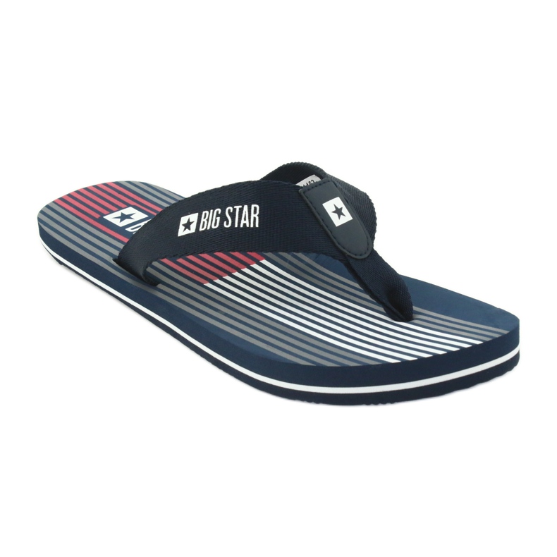 Chinelos masculinos Big Star 174463 azul marinho branco vermelho 1