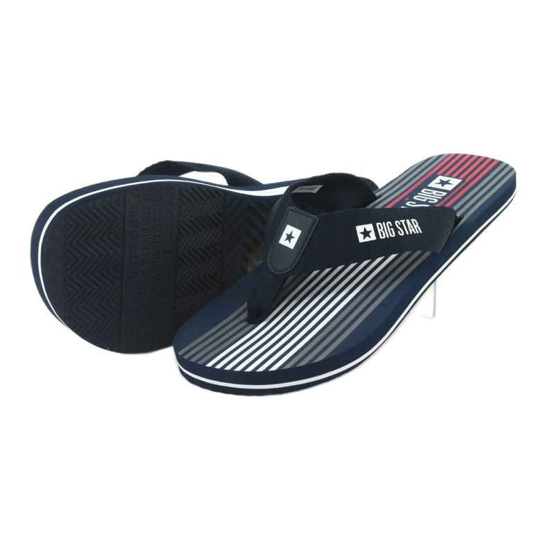 Chinelos masculinos Big Star 174463 azul marinho branco vermelho 3